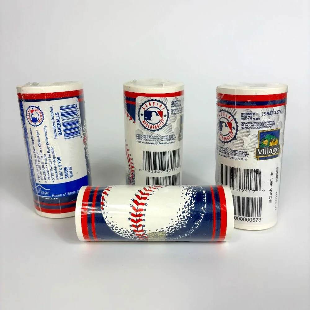 Major League Baseball Wallpaper Border Genuine Merchandise MLB Vintage Lot of 4